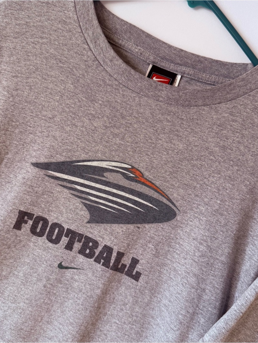 Nike Gray Miami Hurricanes Football Graphic Crewneck T Shirt Late 90s Early Y2K